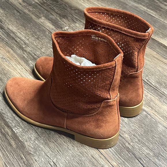 Sundance Suede  Perforated Ankle Boots Made‎ in Italy Rust Brown   39 - Picture 3 of 9
